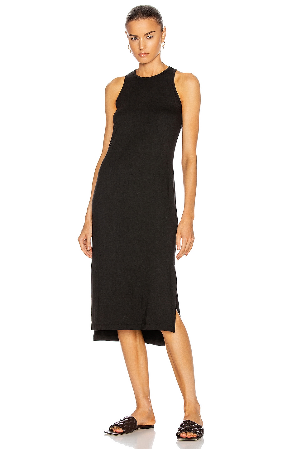 Image 1 of Enza Costa Matte Jersey Side Slit Sheath Dress in Black