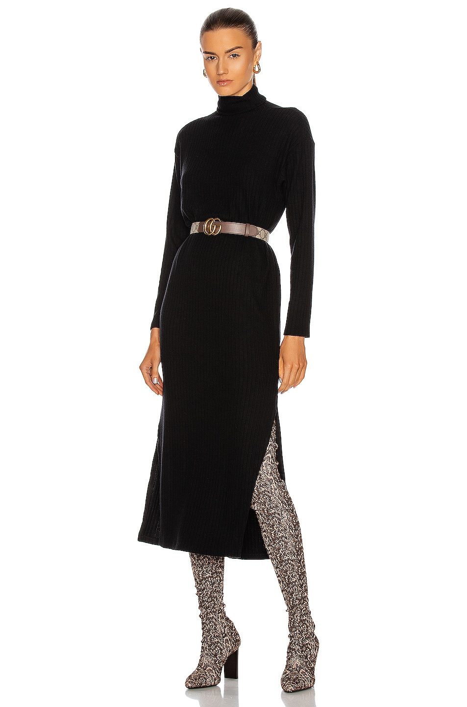 Image 1 of Enza Costa Sweater Rib Turtleneck Sheath Dress in Black