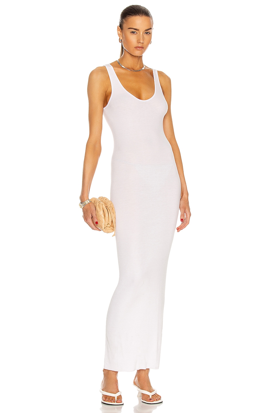 Image 1 of Enza Costa Silk Rib Ankle Length Tank Dress in White