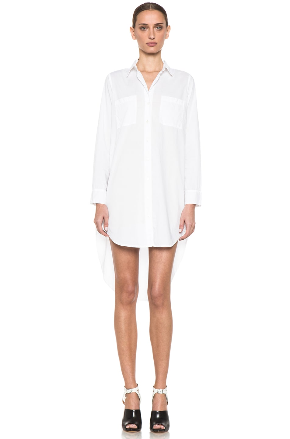 Image 1 of Enza Costa Long Sleeve Shirt Dress in White