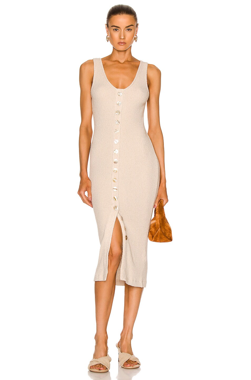 Image 1 of Enza Costa Terry Knit Cardigan Dress in Natural