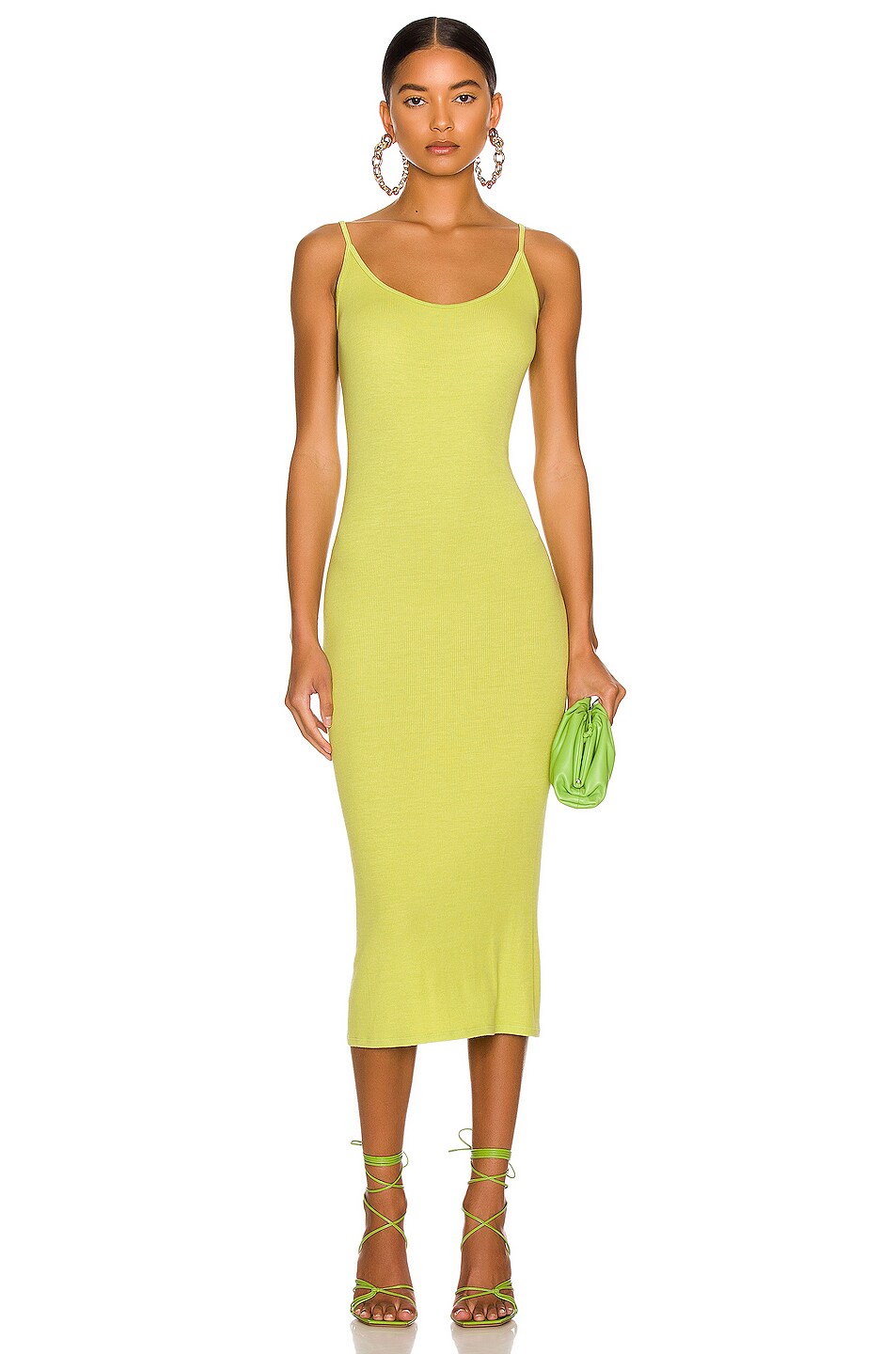 Image 1 of Enza Costa Stretch Silk Knit Essential Dress in Lime