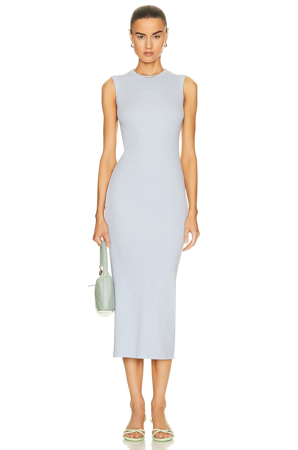 Image 1 of Enza Costa Textured Knit Sleeveless Maxi Dress in Light Blue