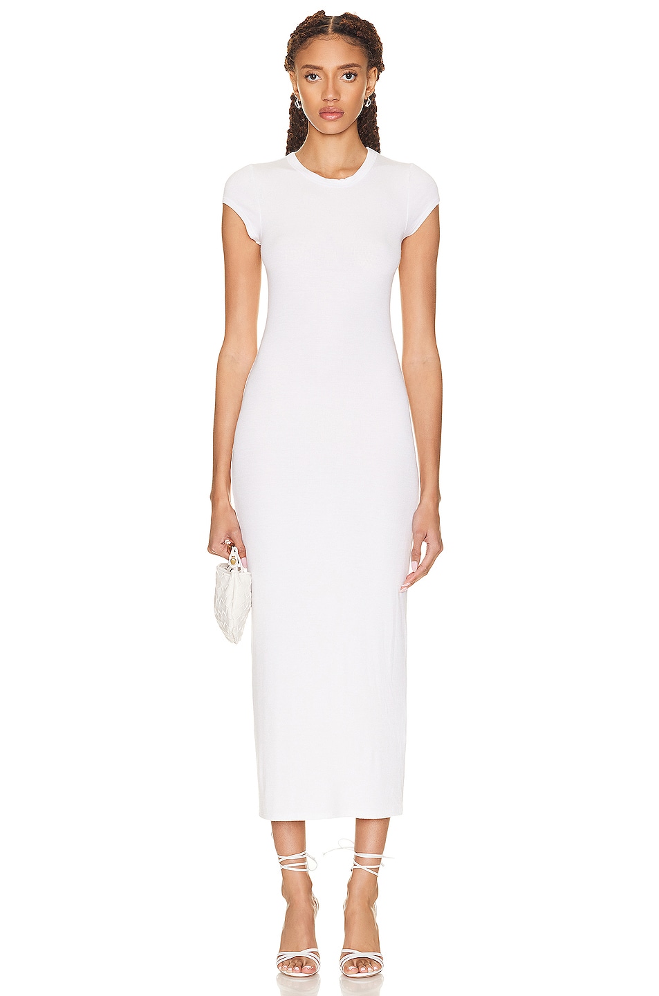 Image 1 of Enza Costa Rib Cap Sleeve Dress in White