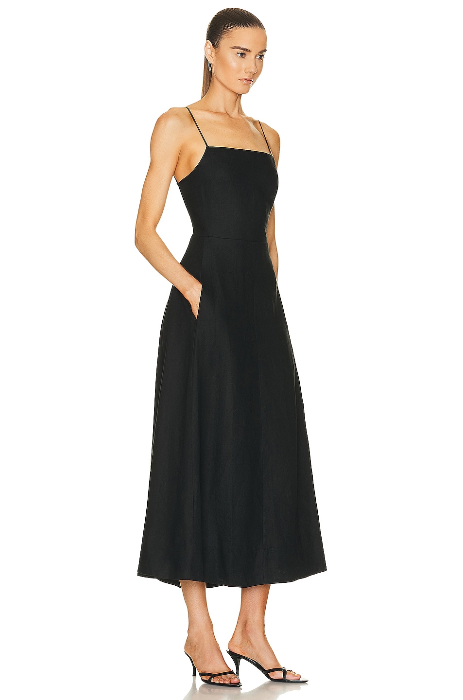 Enza Costa Laced Open-back Dress in Black | FWRD