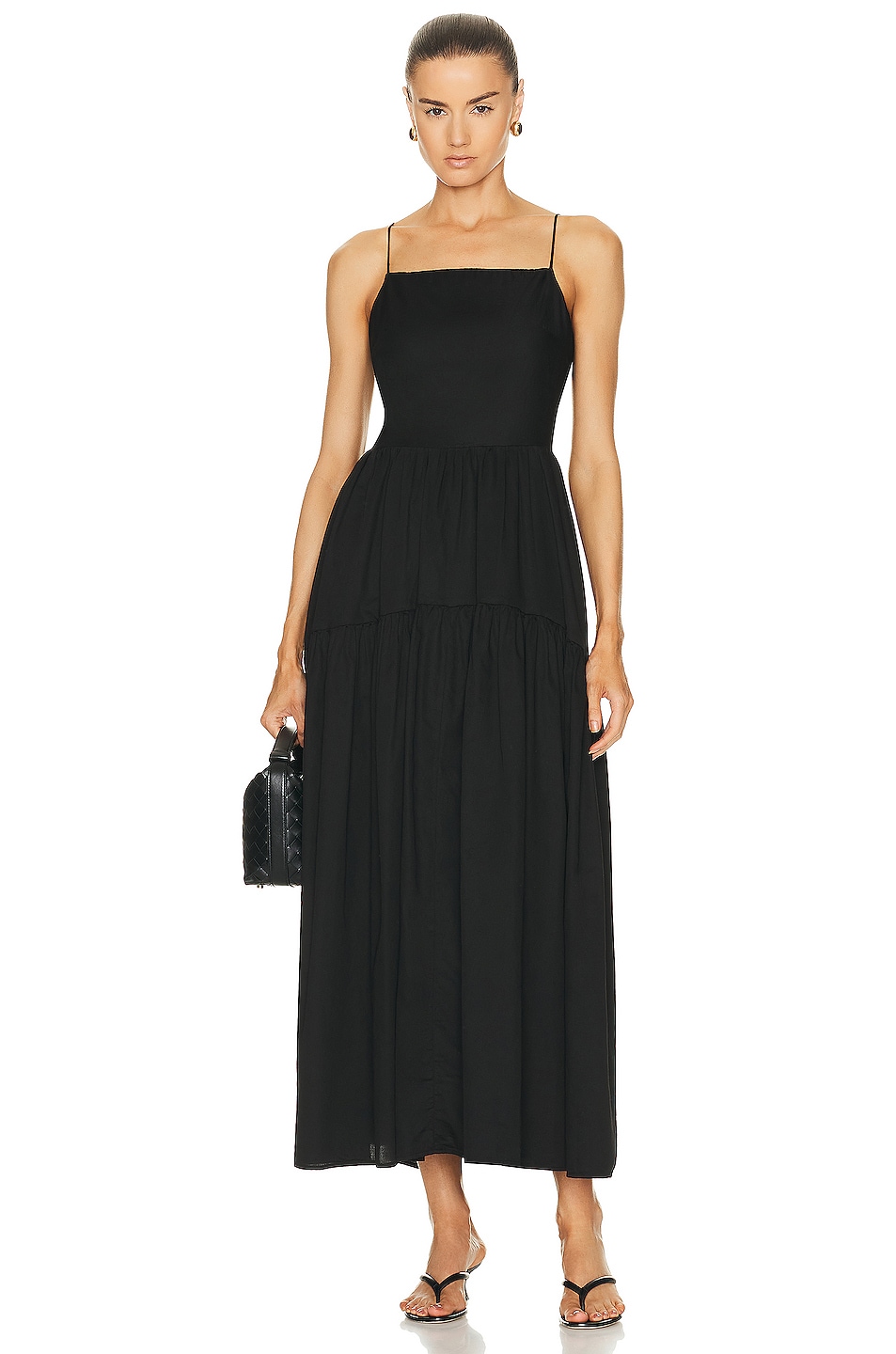 Enza Costa Open Back Tiered Dress in Black | FWRD