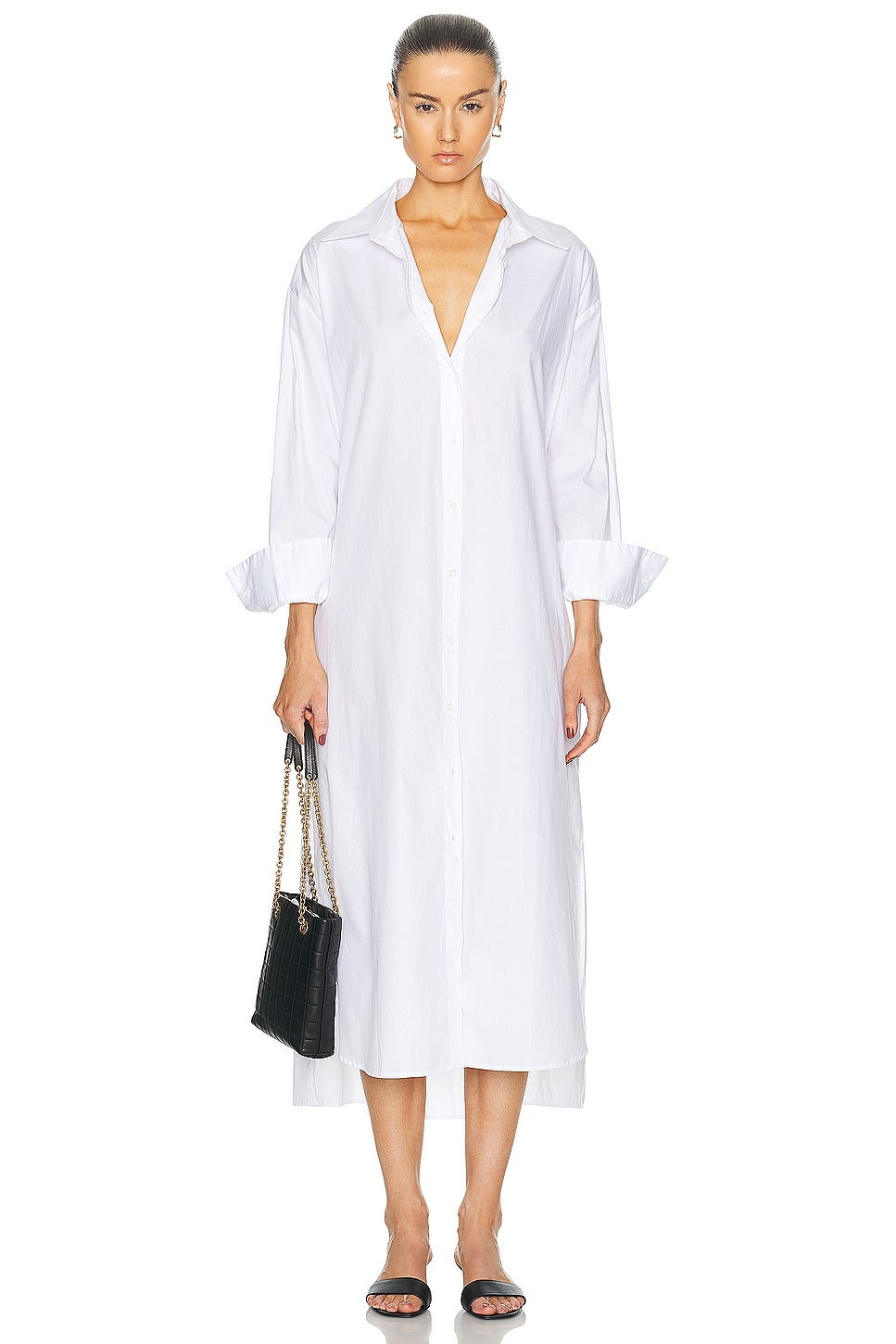 Image 1 of Enza Costa Poplin Shirt Dress in White