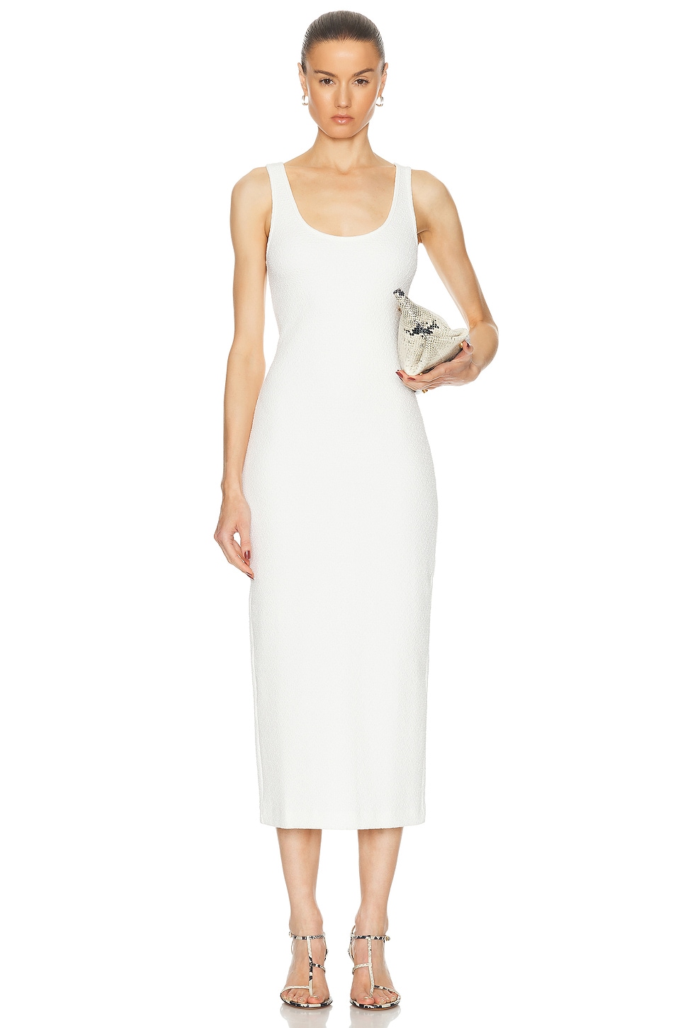 Image 1 of Enza Costa Textured Jacquard Tank Dress in Off White