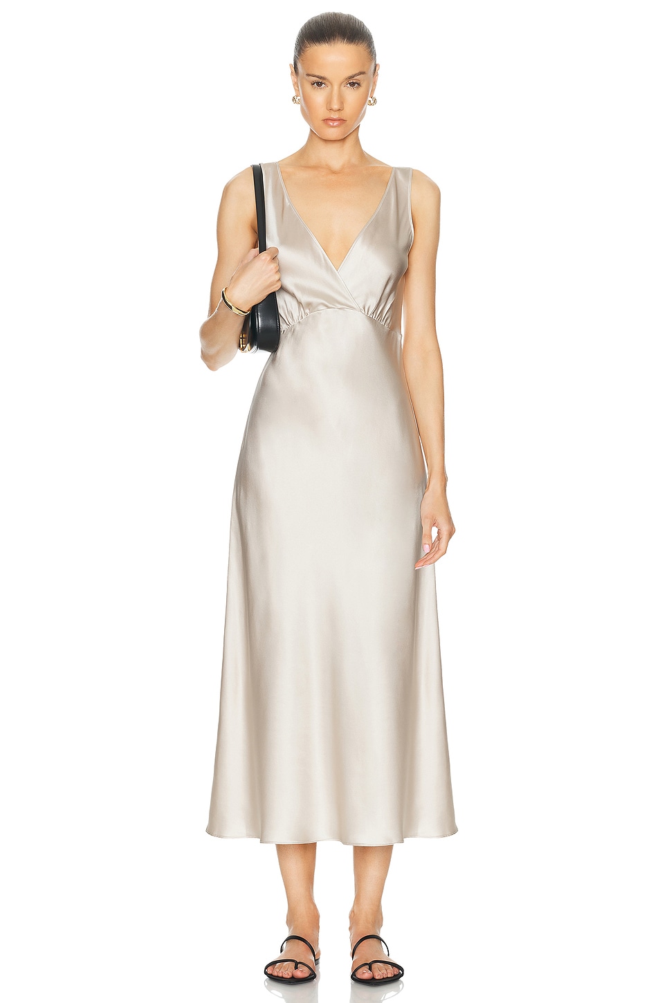 Image 1 of Enza Costa Silk Satin Nuit Dress in Flax