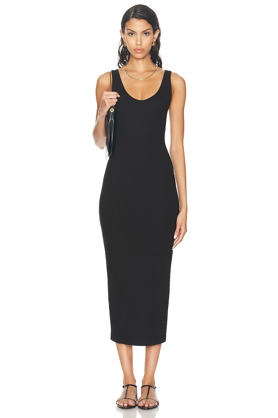 Image 1 of Enza Costa Supima Ankle Slit Dress in Black