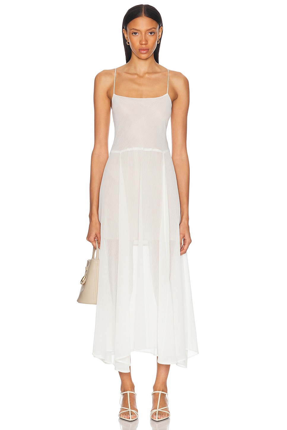 Image 1 of Enza Costa Japanese Yoryu Chiffon Dress in Off White