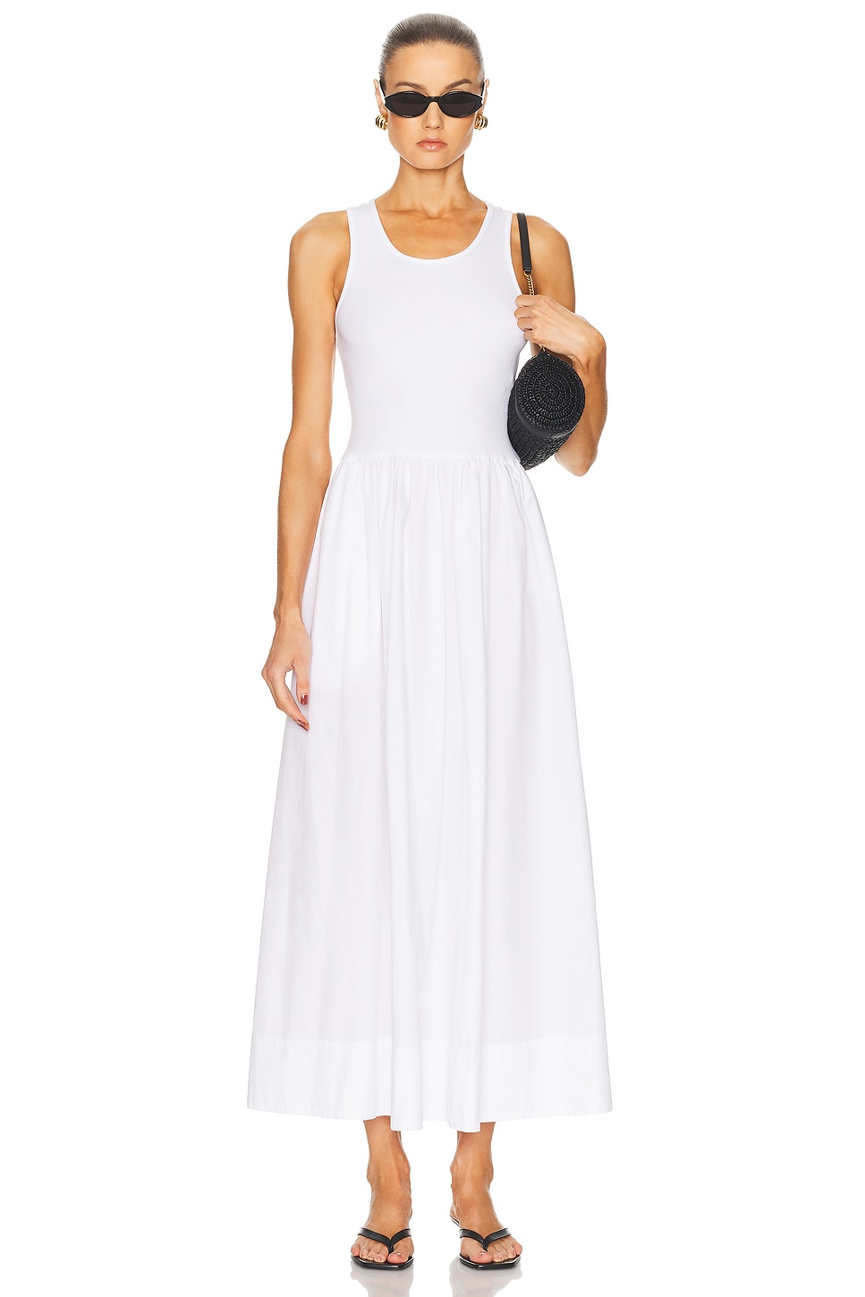 Cotton Resort Tank Dress in White