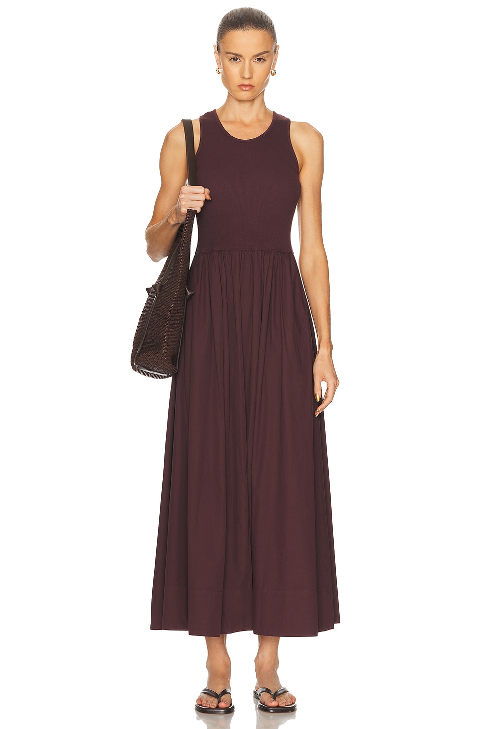 Image 1 of Enza Costa Cotton Resort Tank Dress in Dark Cherry