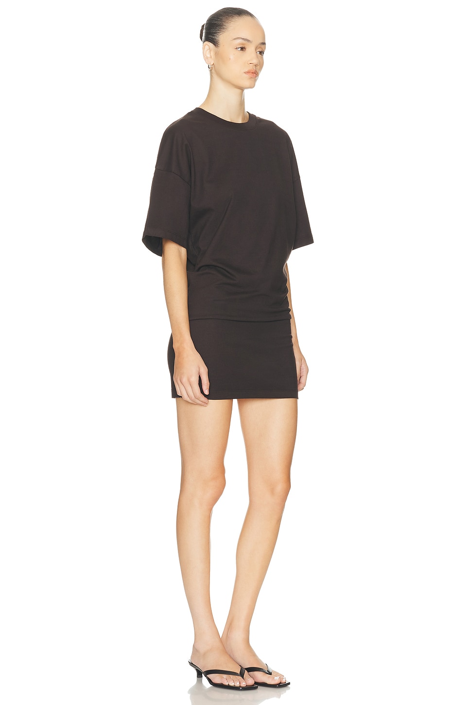 Enza Costa Short Sleeve Supima Curve Mini Dress In Brown