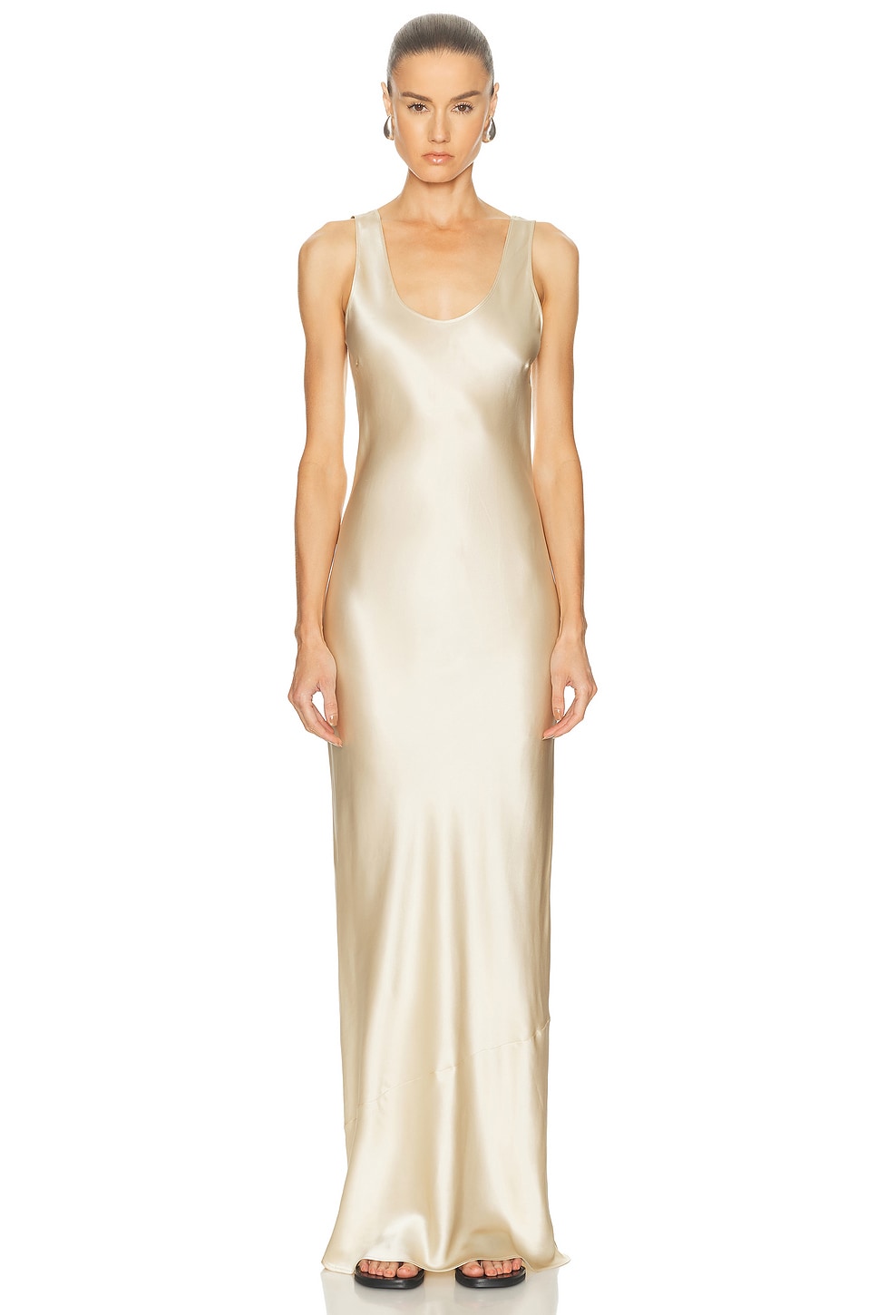 Image 1 of Enza Costa Silk Satin Tank Dress in Alabaster
