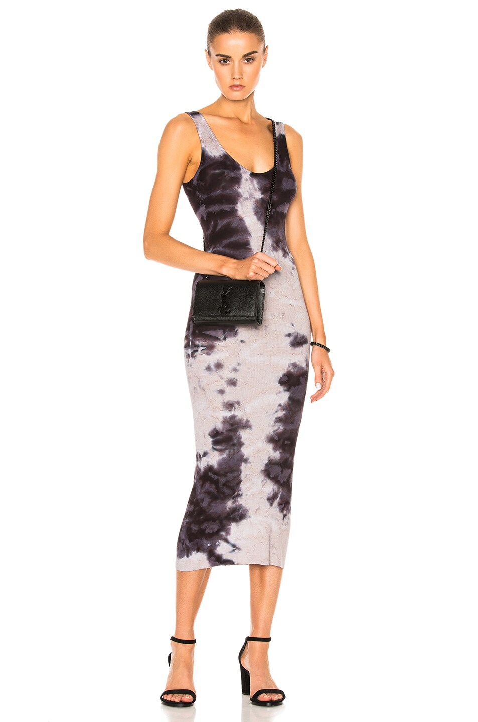 Image 1 of Enza Costa Rib Tank Midi Dress in Night Shade Print