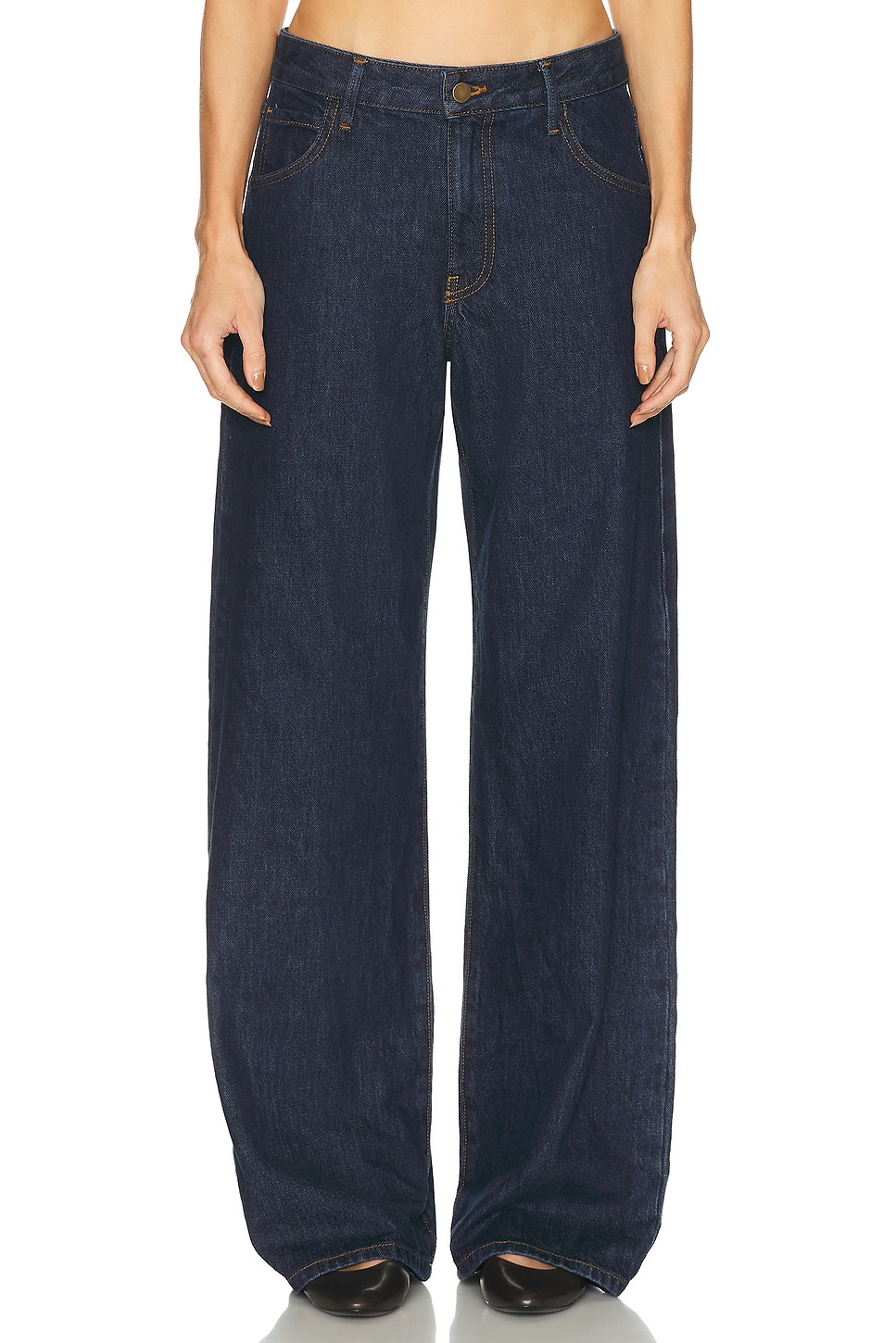 Image 1 of Enza Costa Relaxed Straight Leg in Dark Rinse