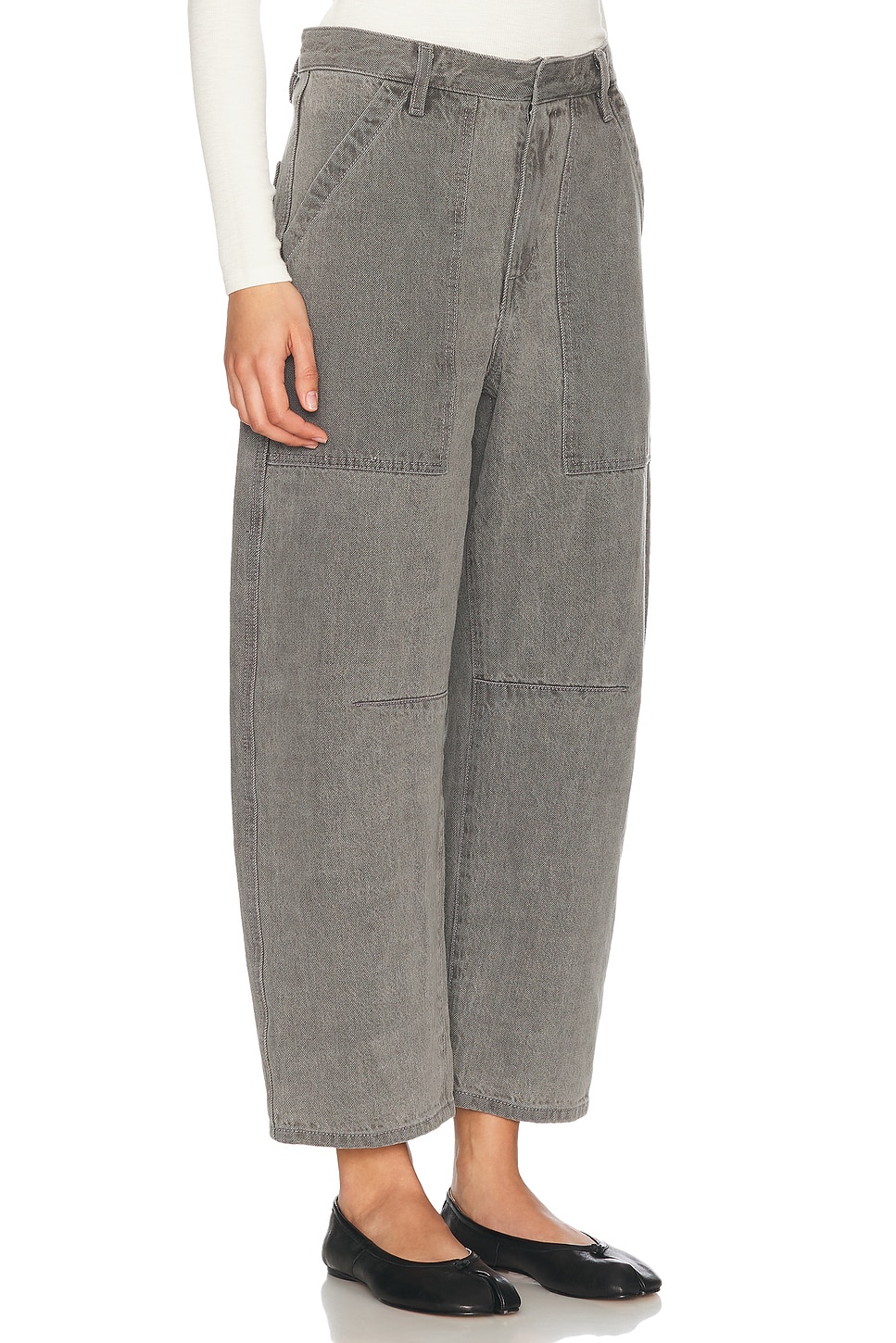 Image 2 of Enza Costa Smoked Utility Curved Leg Jeans in Washed Grey