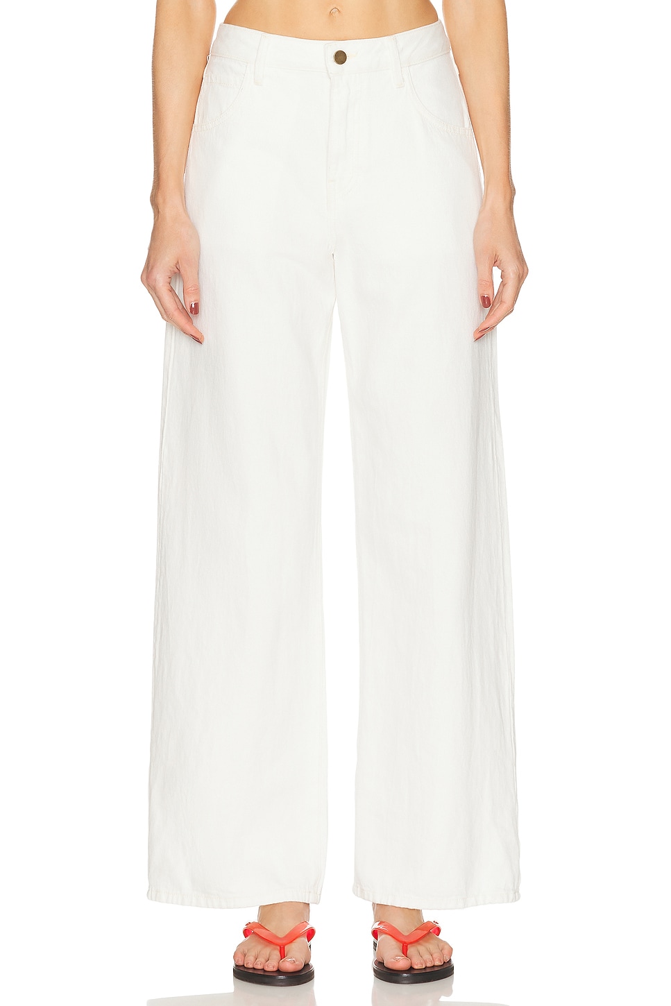 Image 1 of Enza Costa Slouchy Straight Leg Jeans in Ecru