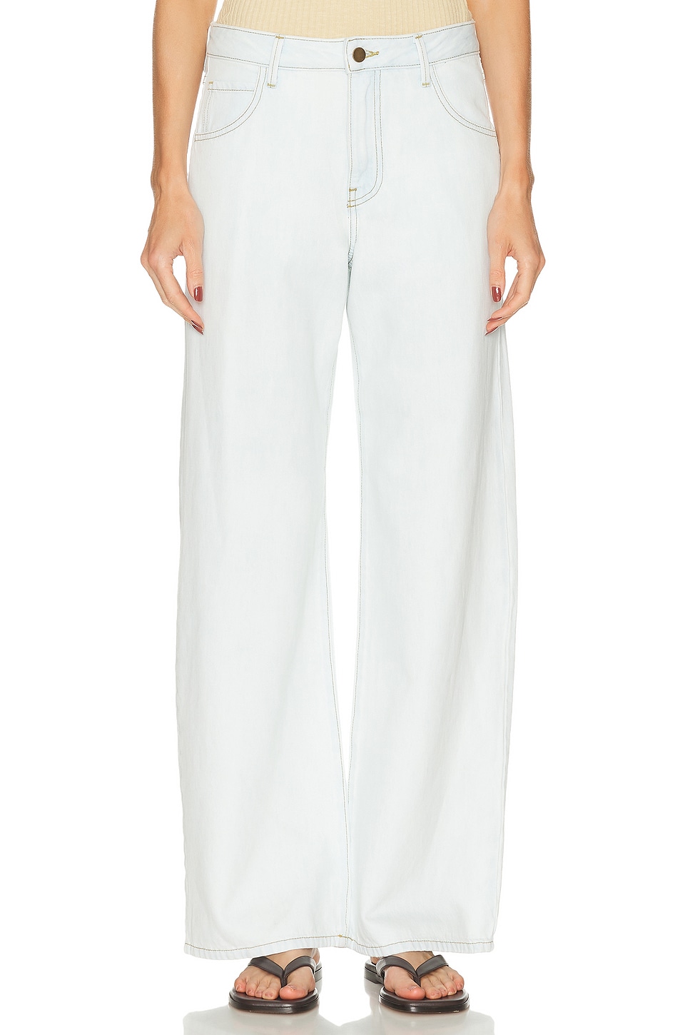 Image 1 of Enza Costa Slouchy Straight Leg in Bleach