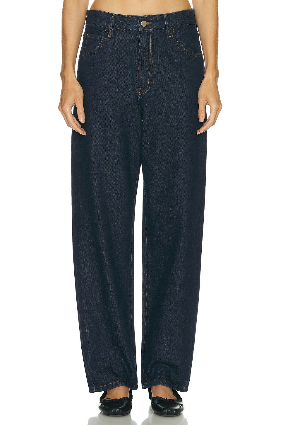 Image 1 of Enza Costa Easy Straight Leg in Dark Rinse