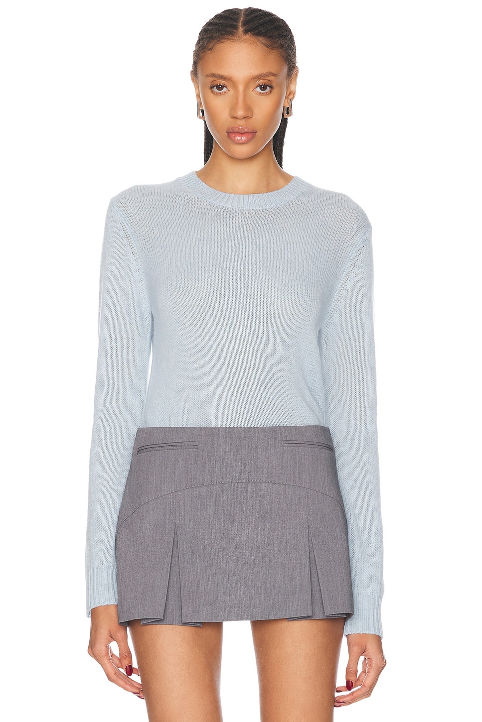 Enza Costa Cashmere Easy Long Sleeve Crewneck Sweater In Sky Blue