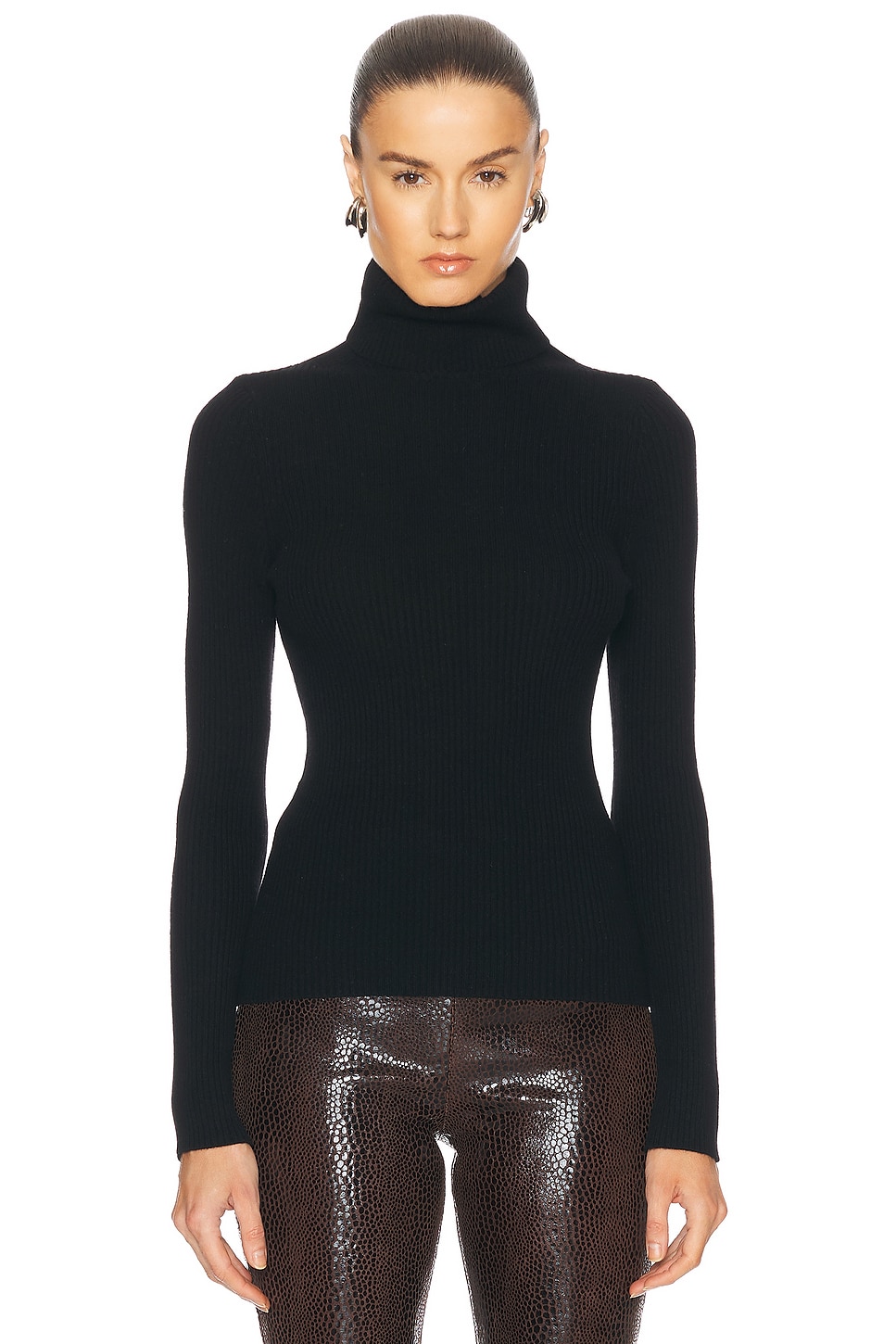 Rib Turtleneck Sweater in Black