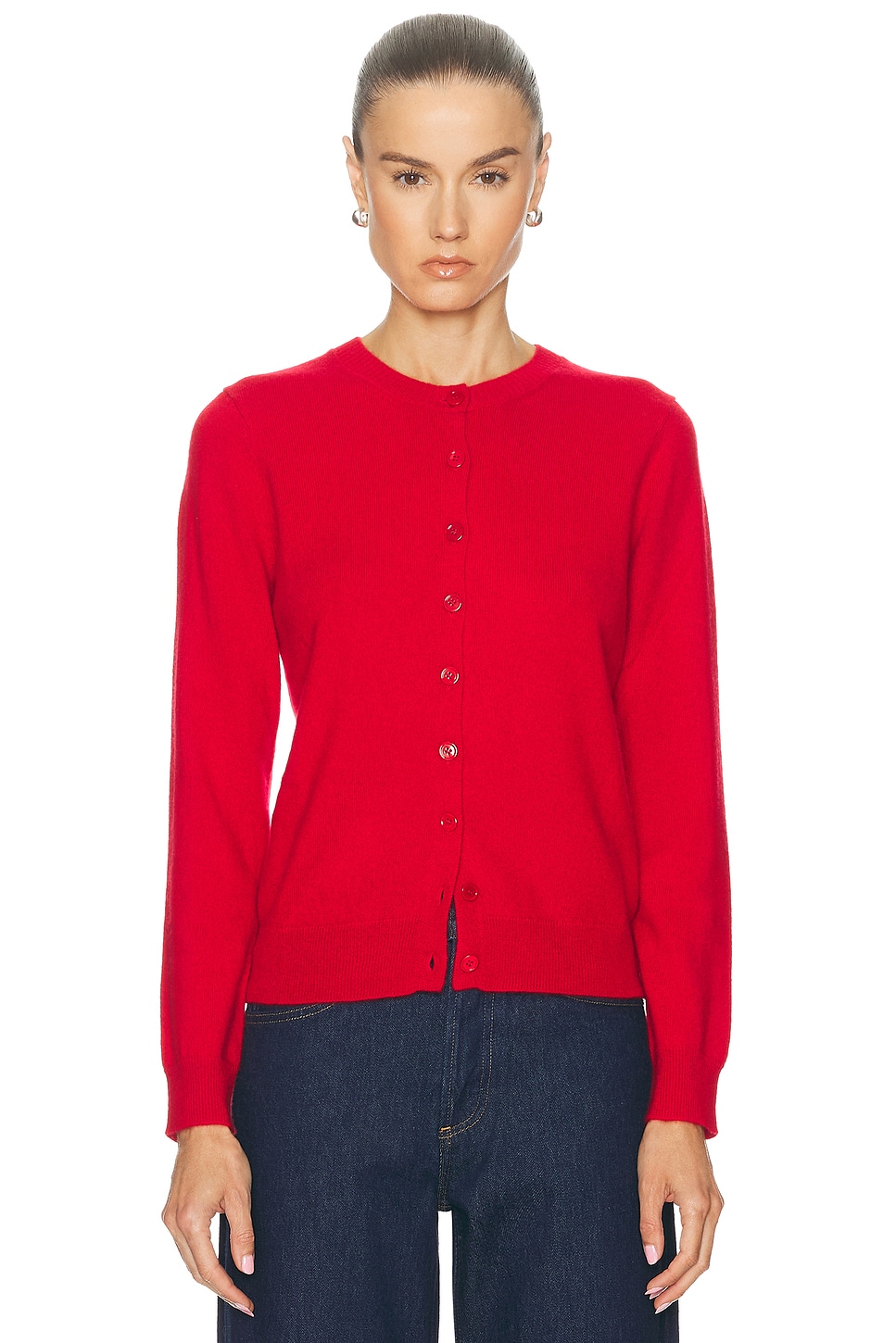 Enza Costa Cashmere Fitted Cardigan In Red