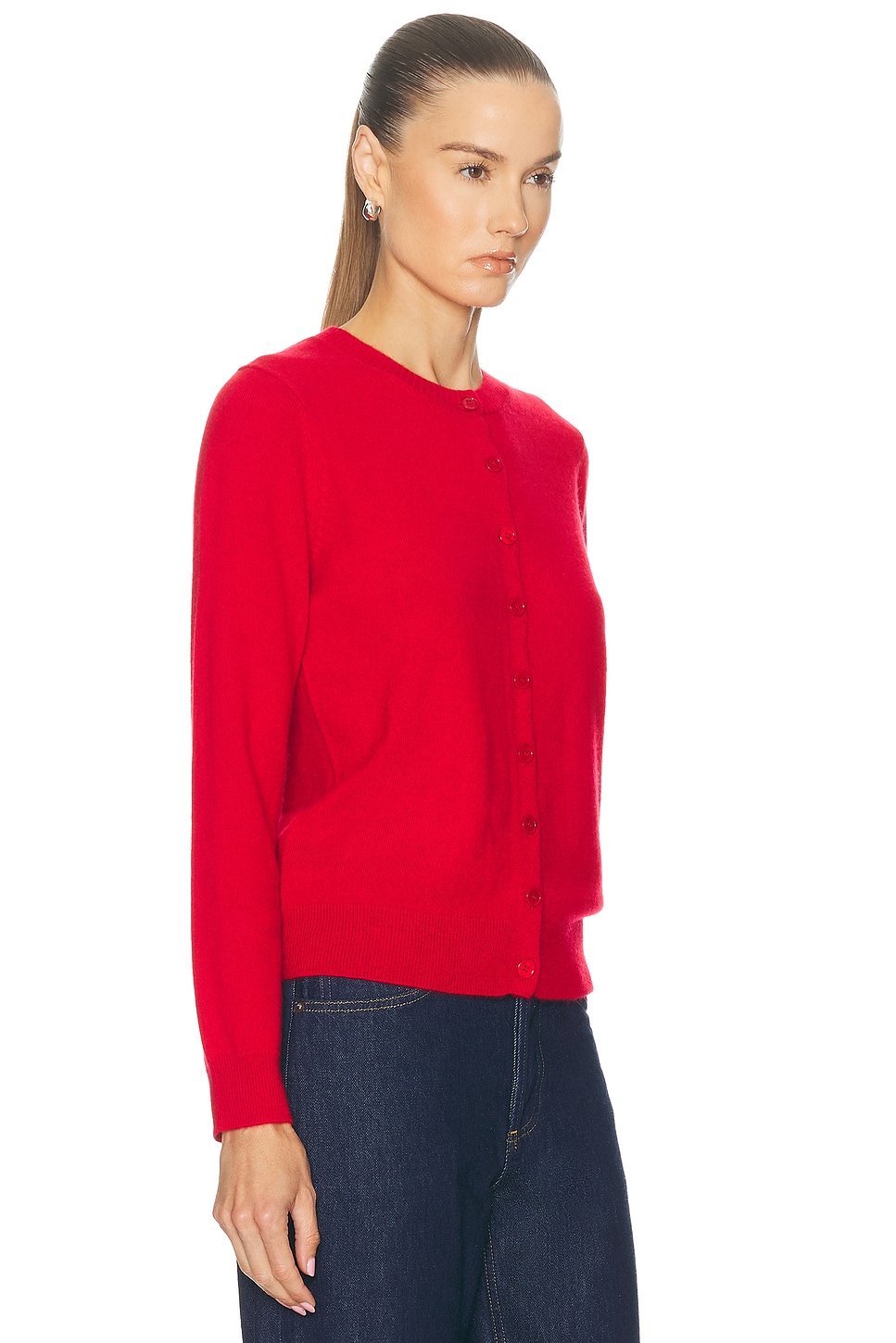 Enza Costa Cashmere Fitted Cardigan In Red