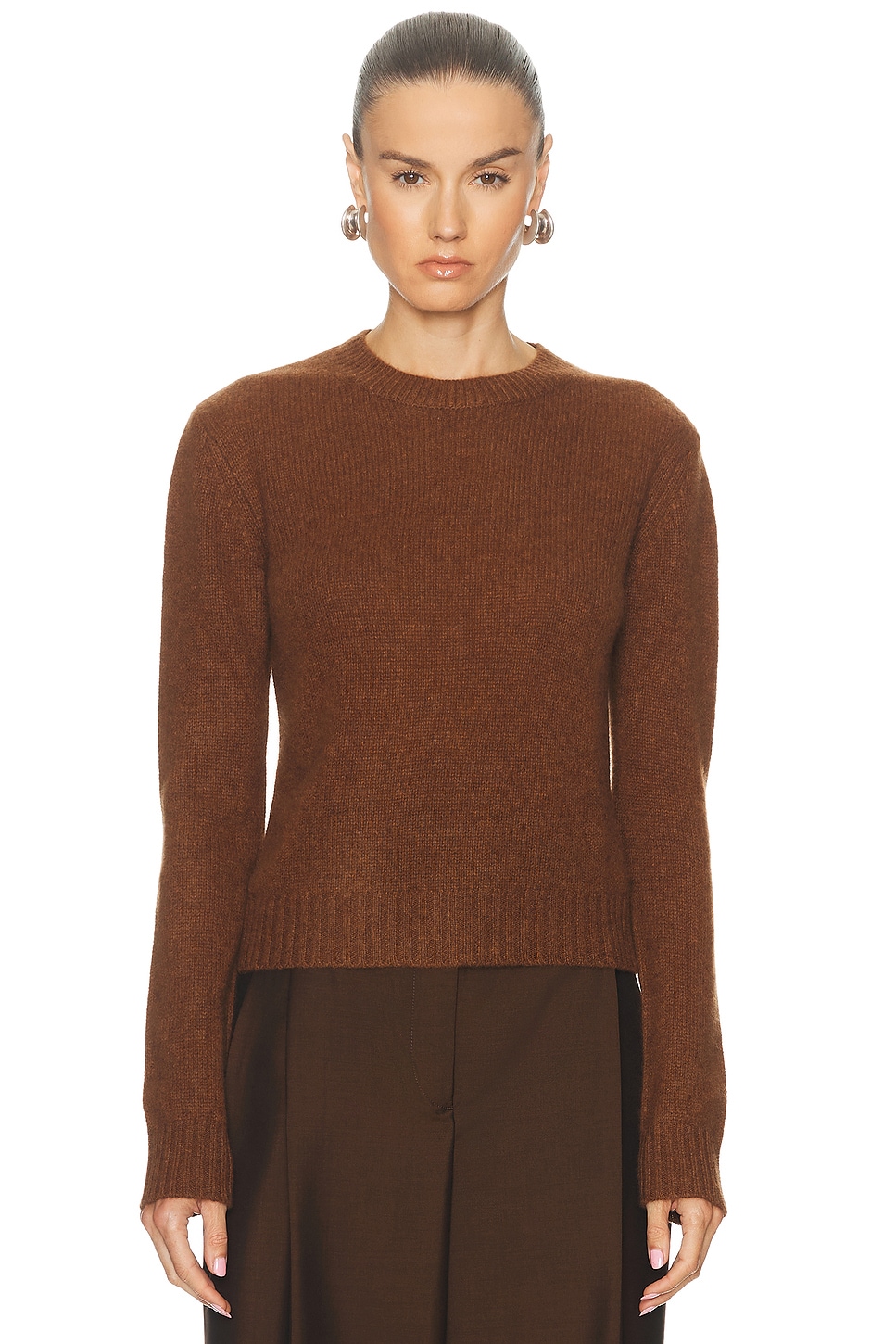 Image 1 of Enza Costa Cashmere Easy Long Sleeve Crewneck Sweater in Hazel