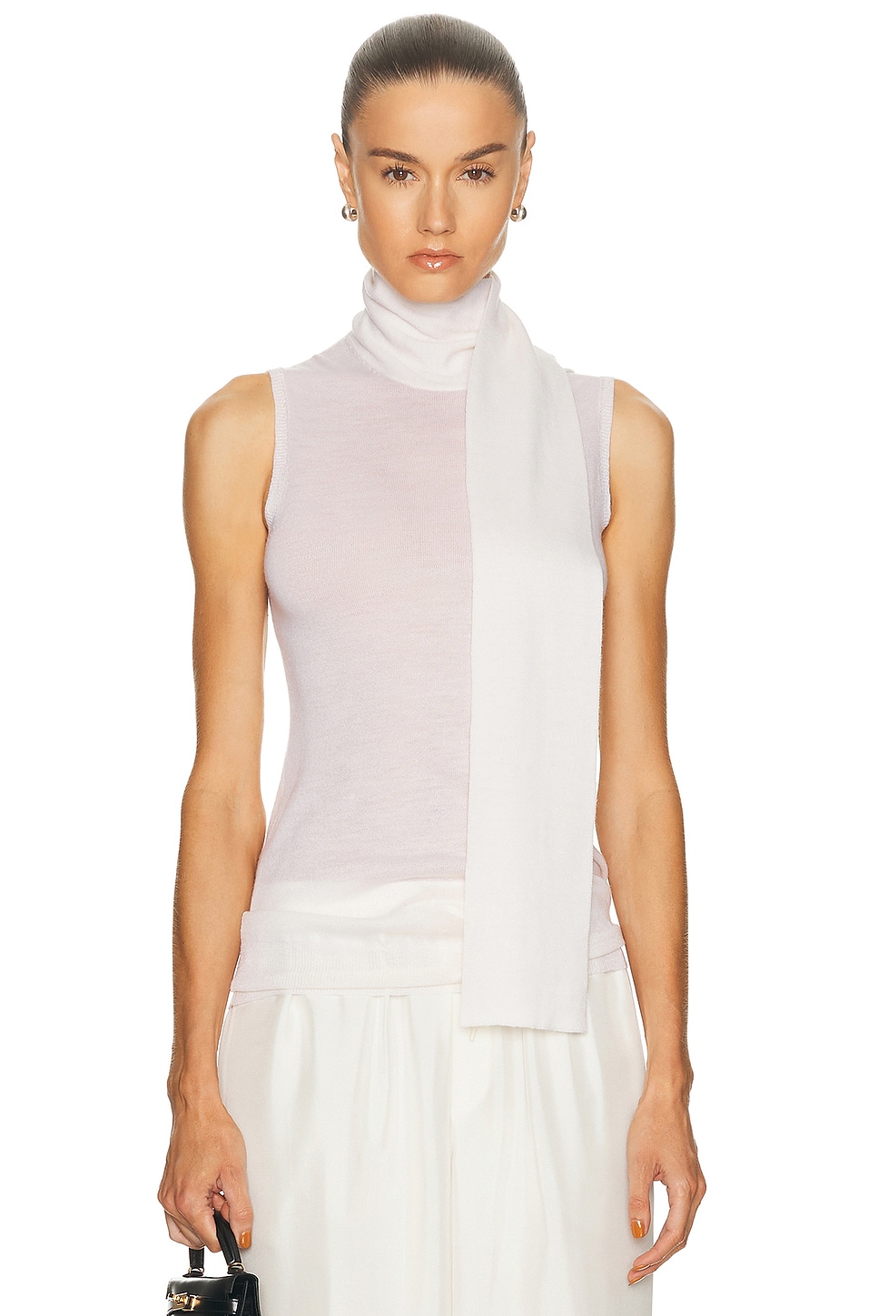 Enza Costa Knit Cashmere Sleeveless Sweater In Chalk In White