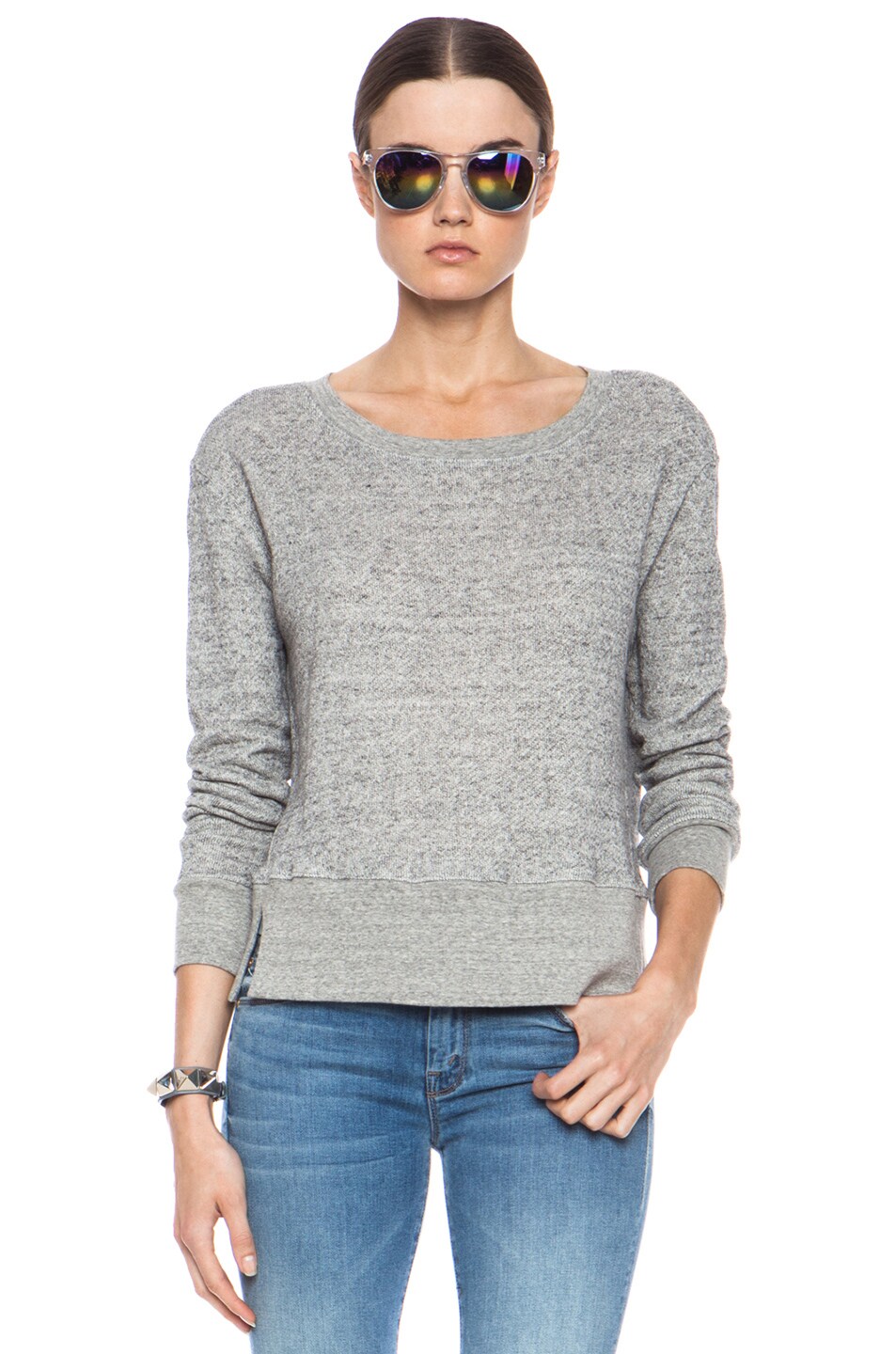 Image 1 of Enza Costa Cotton Sweatshirt in Dark Heather Grey