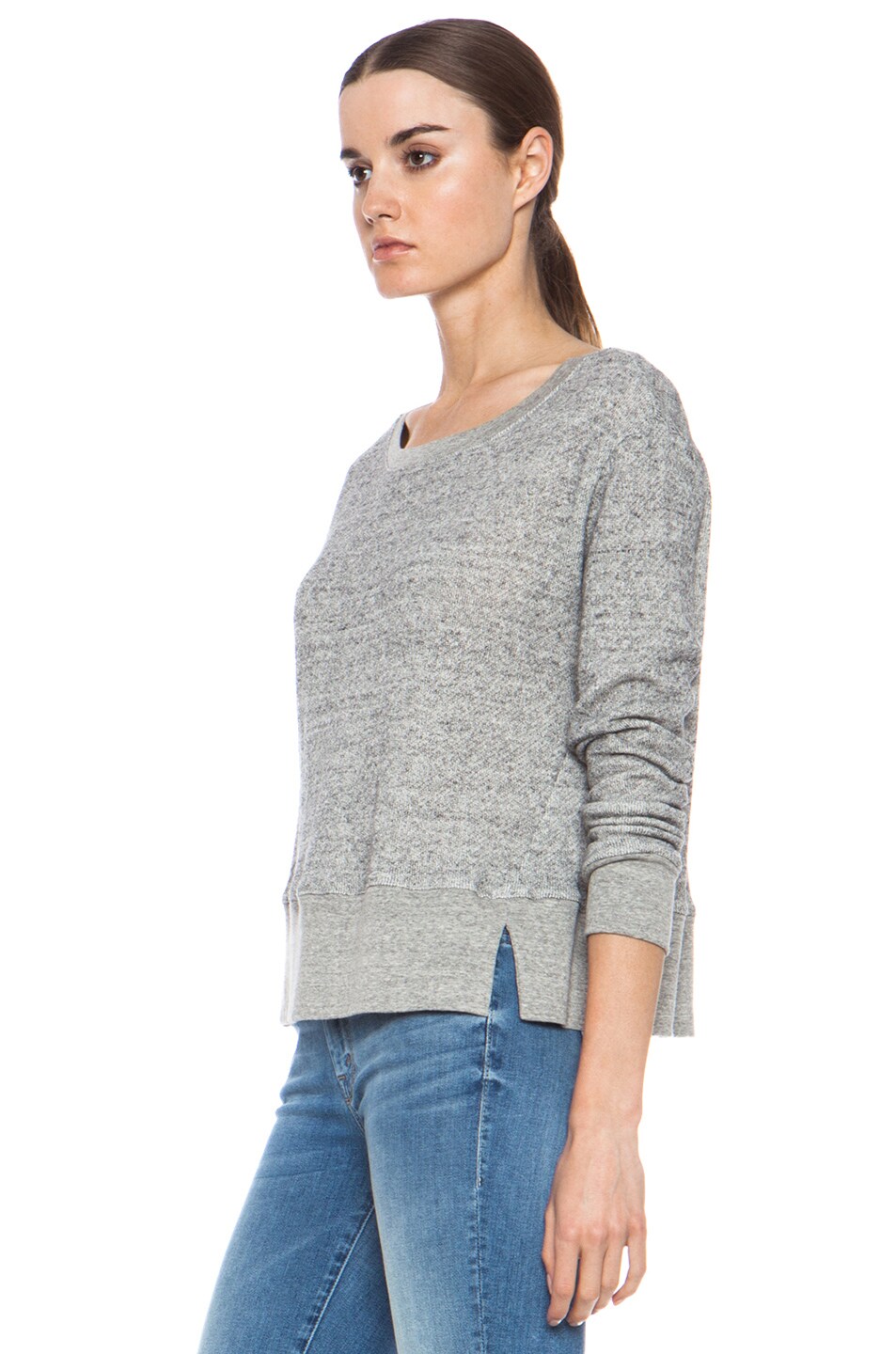 Enza Costa Cotton Sweatshirt in Dark Heather Grey | FWRD