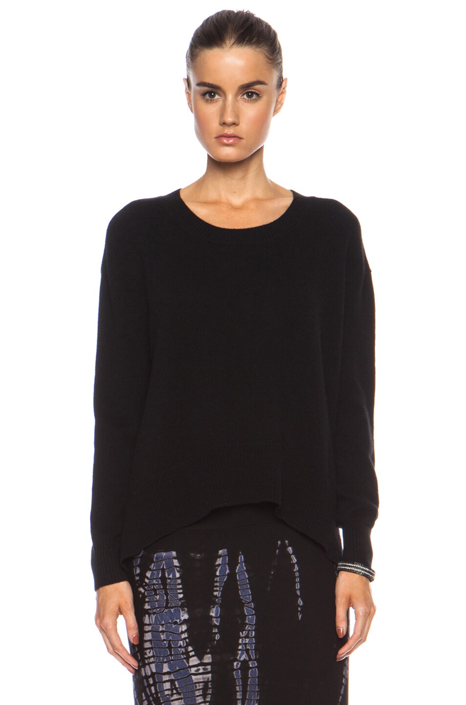 Image 1 of Enza Costa Cashmere Loose Crew Cashmere Sweater in Black