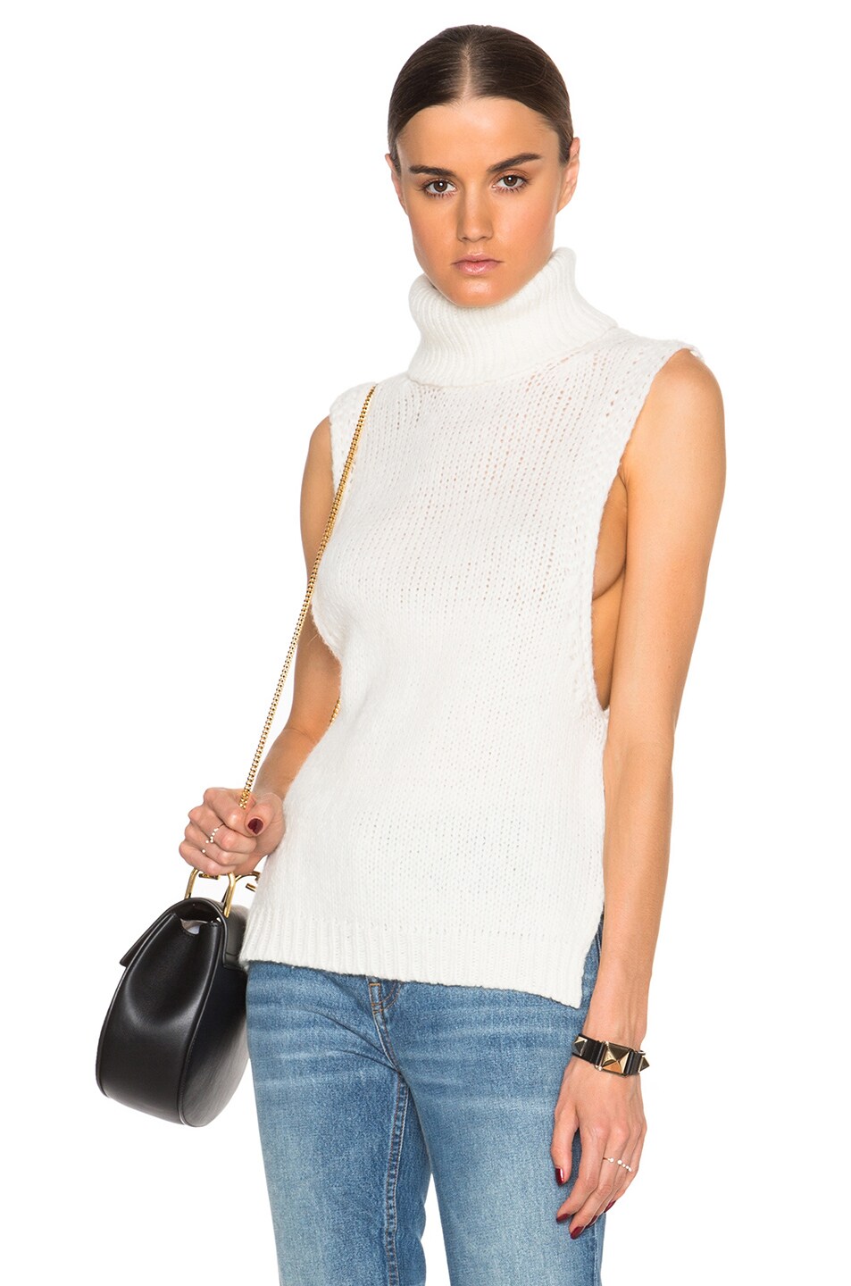 Image 1 of Enza Costa Turtleneck Sweater in Winter White
