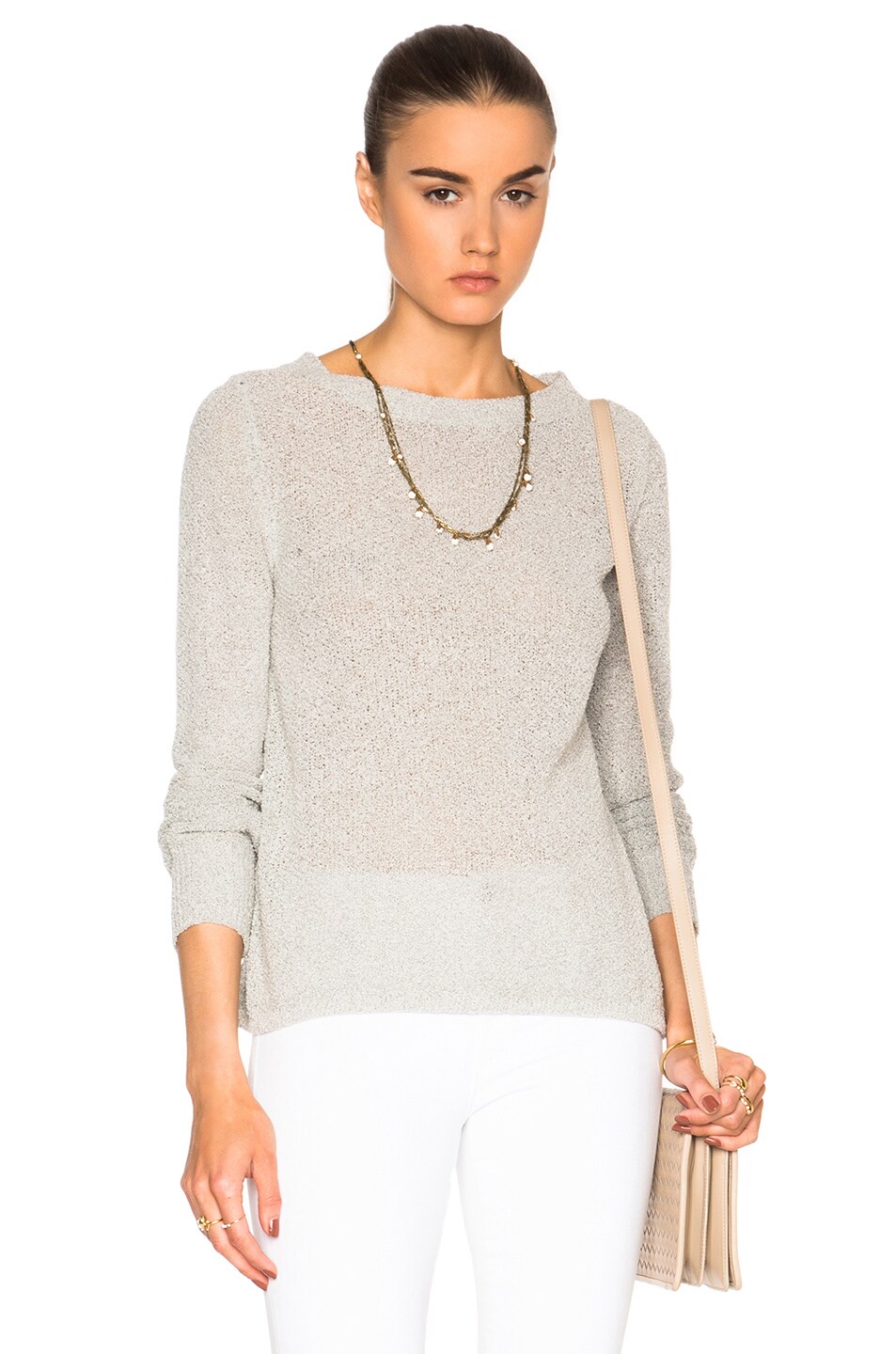 Image 1 of Enza Costa Flare Crew Top in White Pepper