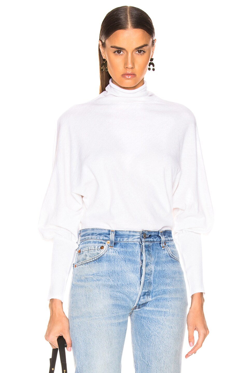 Image 1 of Enza Costa Cashmere Cuffed Dolman in White