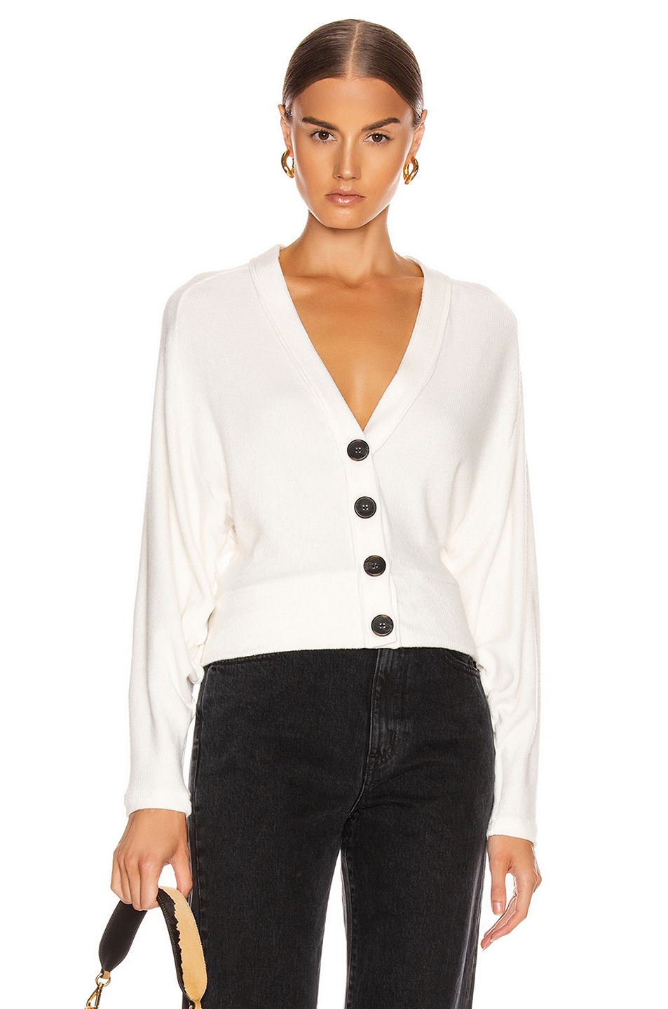 Image 1 of Enza Costa Sweater Knit Dropped Cardigan in Winter White