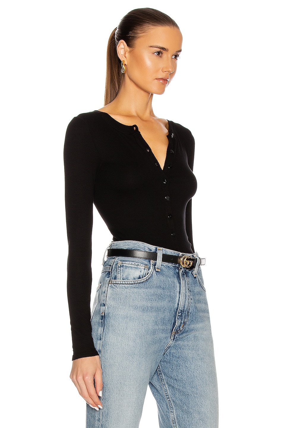 Enza Costa Silk Rib Fitted Long Sleeve Cardigan