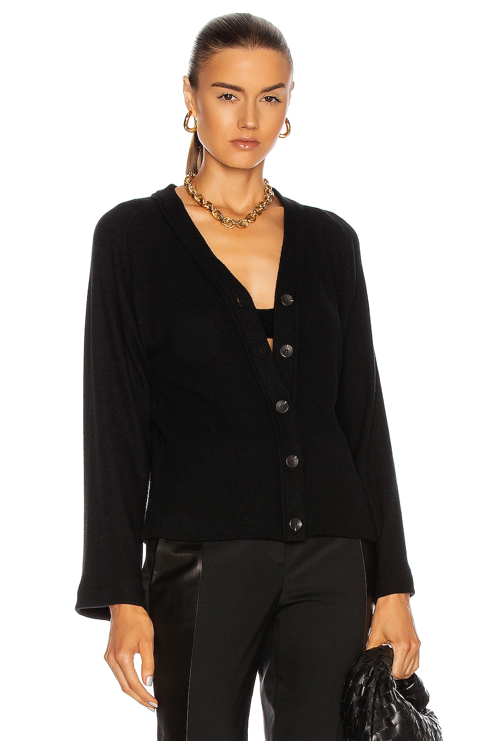 Image 1 of Enza Costa Sweater Knit Cardigan in Black
