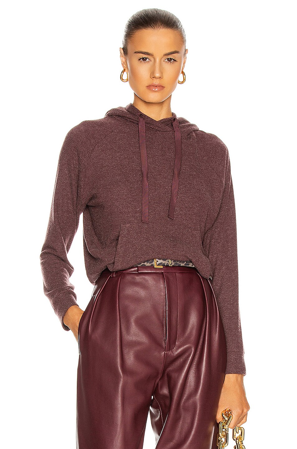 Image 1 of Enza Costa Peached Jersey Easy Hoodie in Bordeaux
