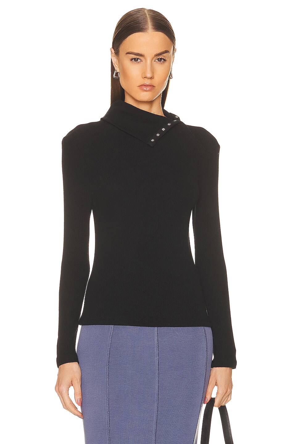 Wool Scarf Collar Long Sleeve Top ALESSIA