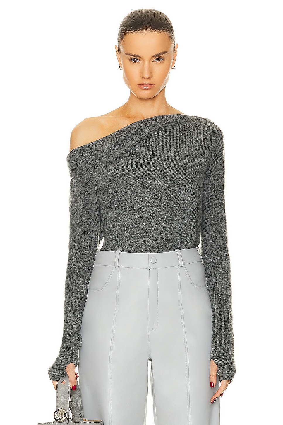 Image 1 of Enza Costa Souch Sweater in Heather Grey