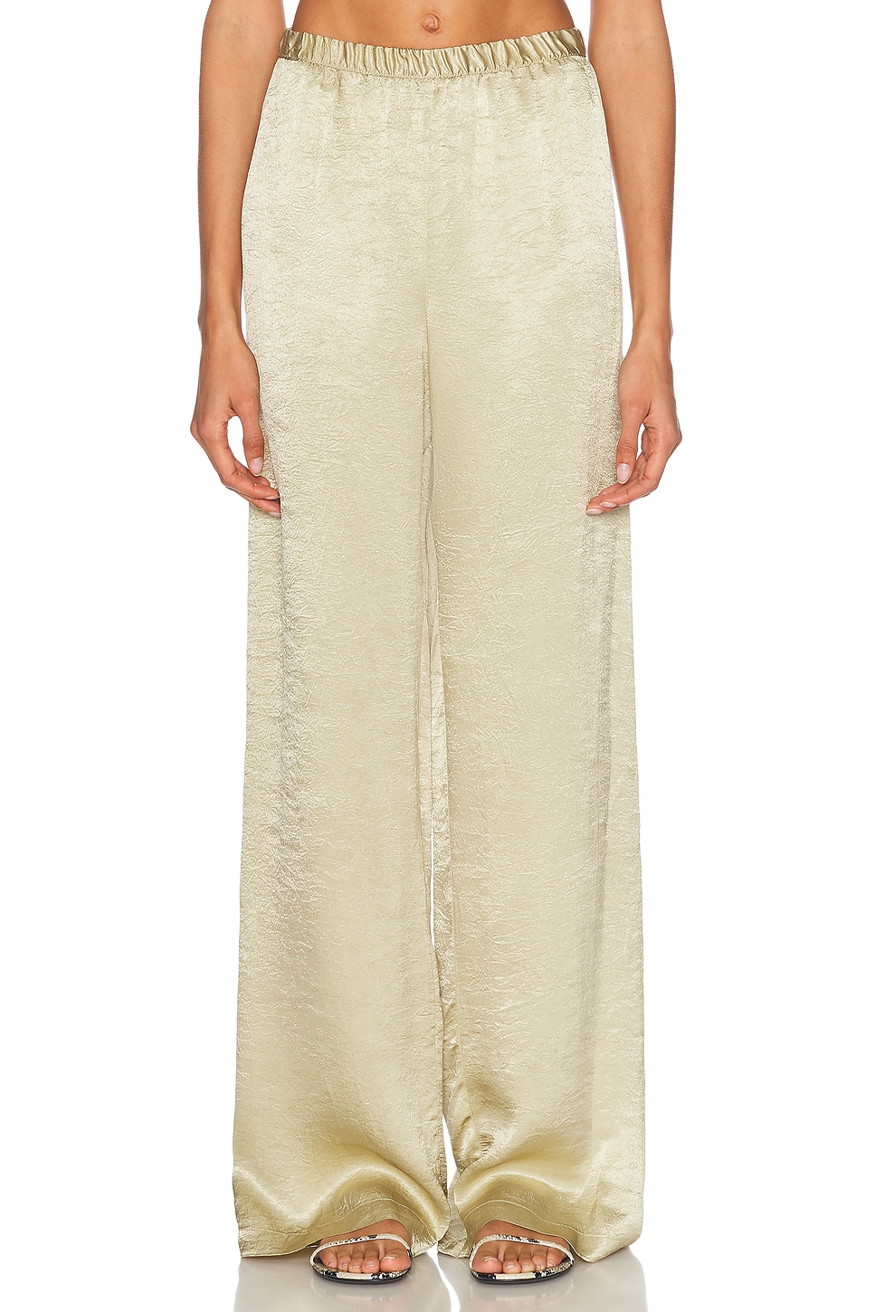 Image 1 of Enza Costa for FWRD Textured Satin Pant in Celadon