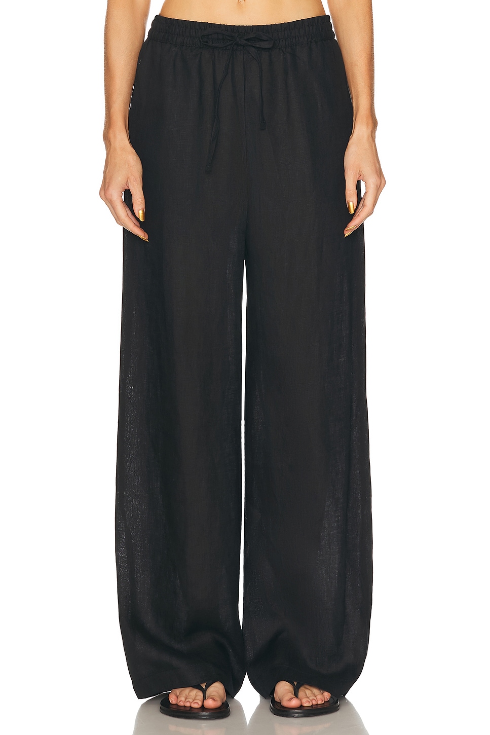 Image 1 of Enza Costa Linen Resort Pant in Black