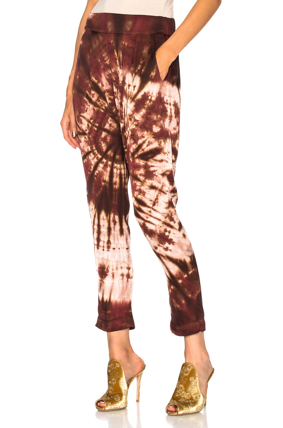 Image 1 of Enza Costa Pleated Easy Pant in Copper Boreal