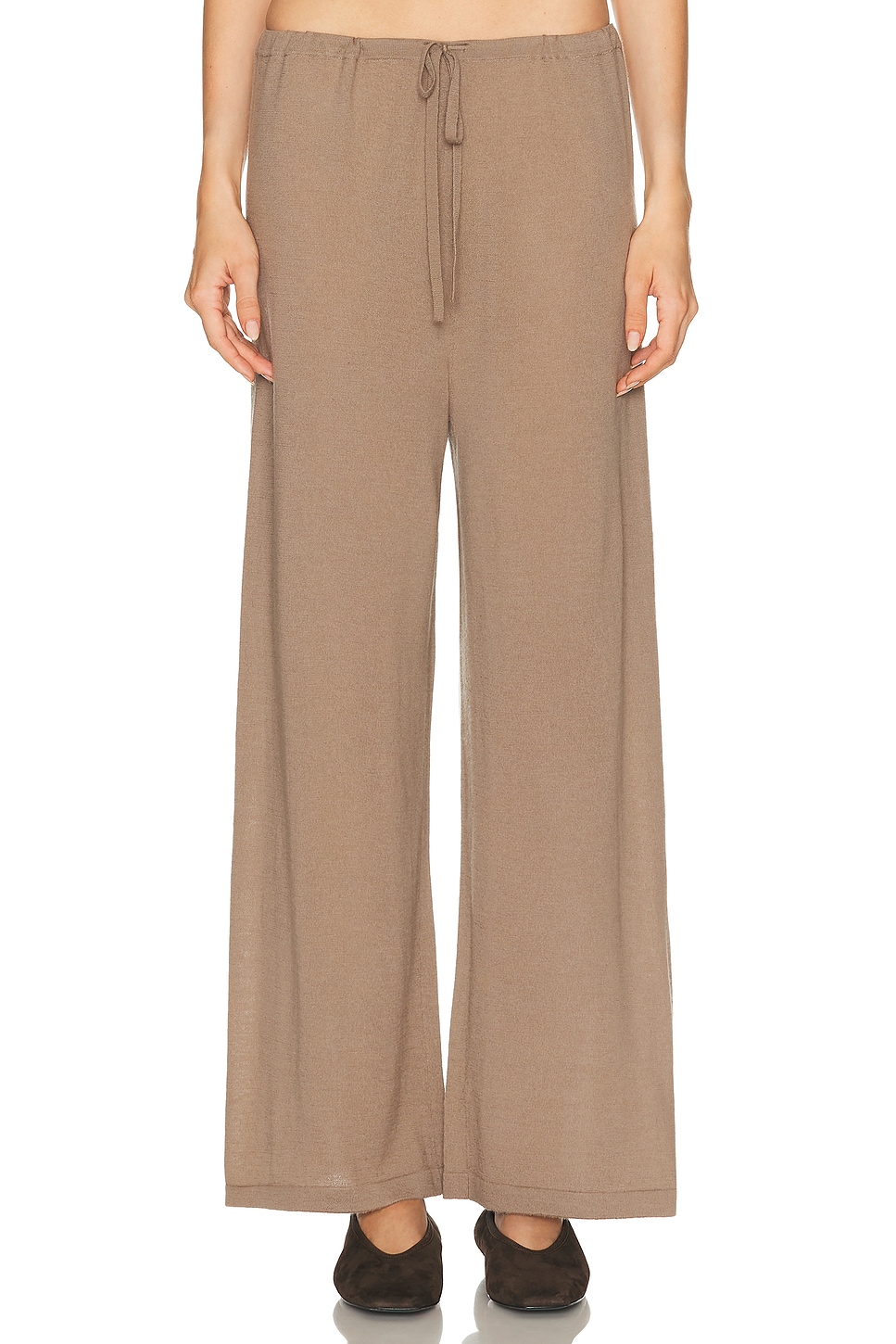 Enza Costa Tissue Cashmere Drawcord Pant In Brown
