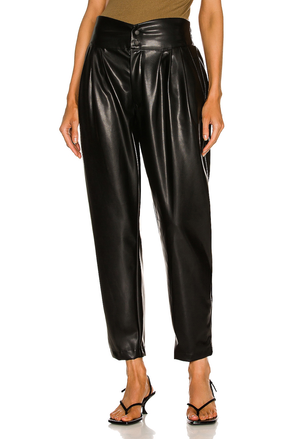 Image 1 of Enza Costa Vegan Leather Hi-Waist Pant in Black