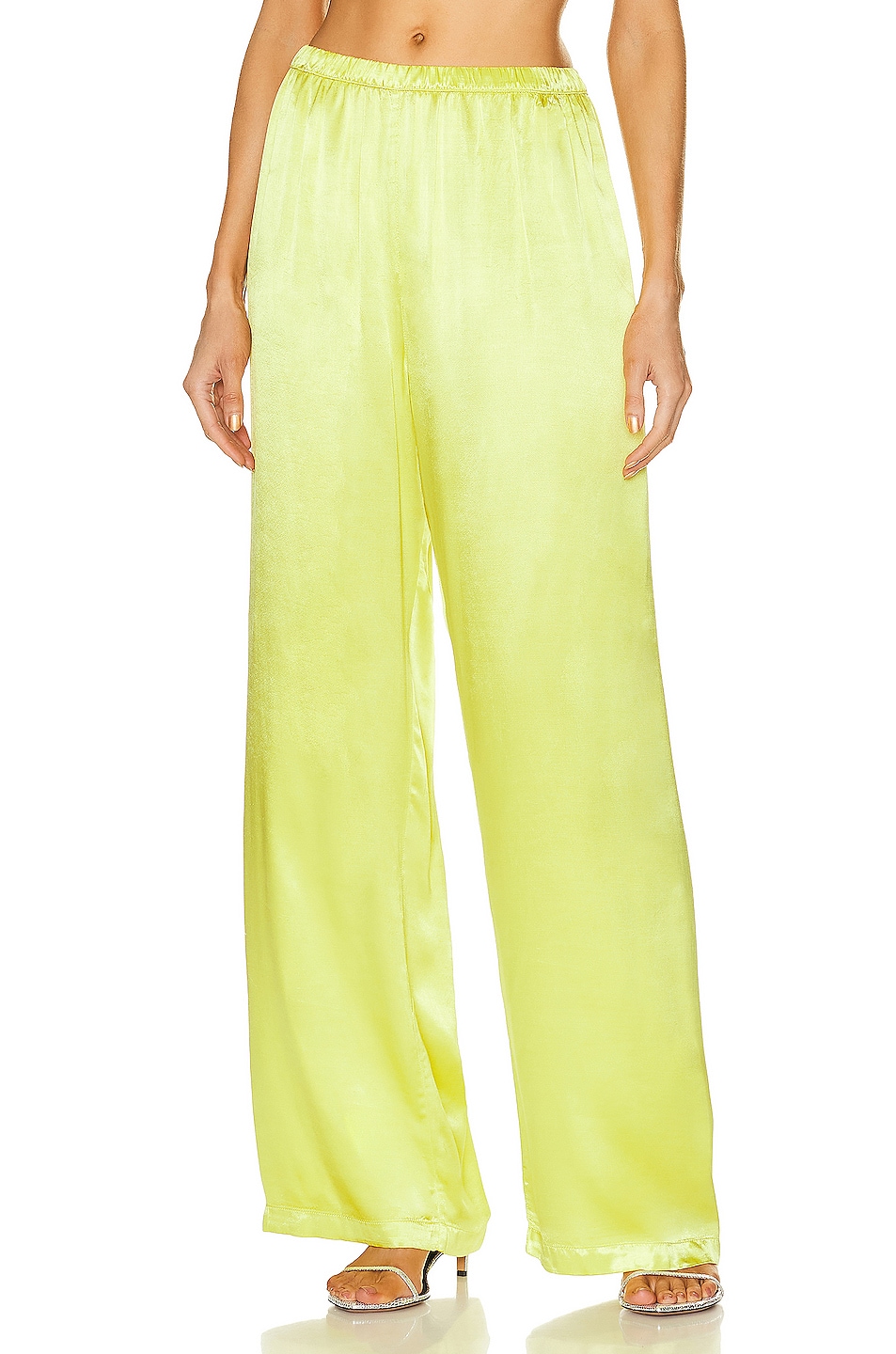 Enza Costa Satin High Waisted Wide Leg Pant in Acid | FWRD