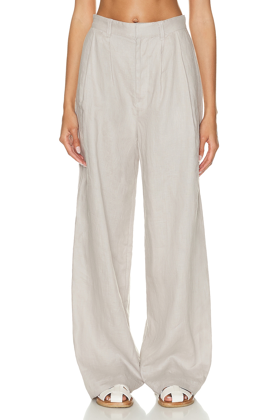 Image 1 of Enza Costa Linen Pleated Wide Leg Pant in Mist